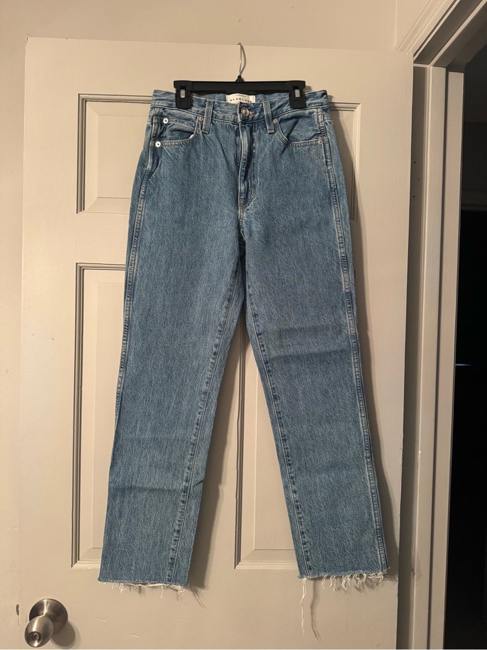 SLVRLAKE Light Blue Wide Leg Jeans with Raw Hem
